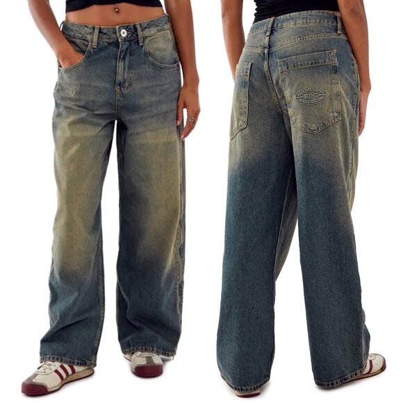 BDG UBRAN OUTFITTERS JAYA VINTAGE SIDE ZIP WIDE LEG JEANS - Picture 1 of 4